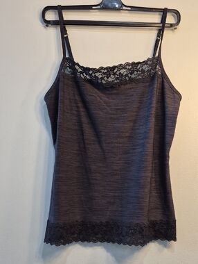 Vanity Fair Charcoal Lace-Trim Camisole